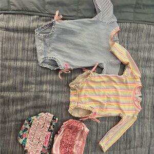 Ruffle Butts Blue and Pink Swim Bodysuit